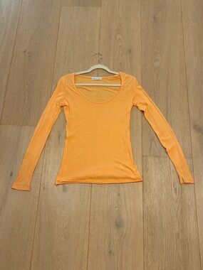 Rebecca Beeson Orange Scoop Neck Long-Sleeve Tee